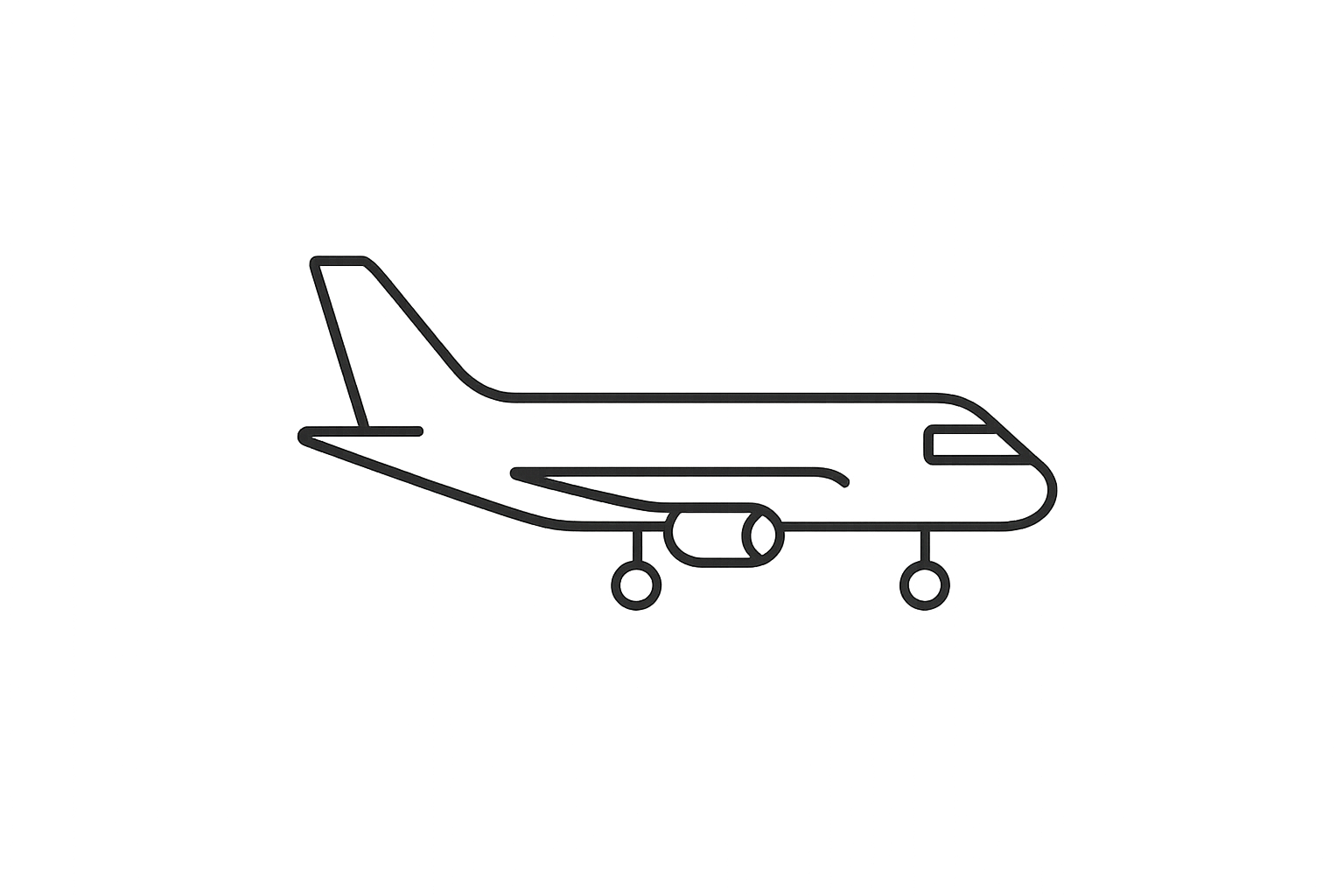 I WOULD LIKE A PLANE ICON BLACK AND WHITE THIN ICON